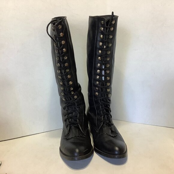Women Vintage Boston Custom Made Shoes Knee High Lace Up Boots NO SIZE See Descr - Picture 3 of 14